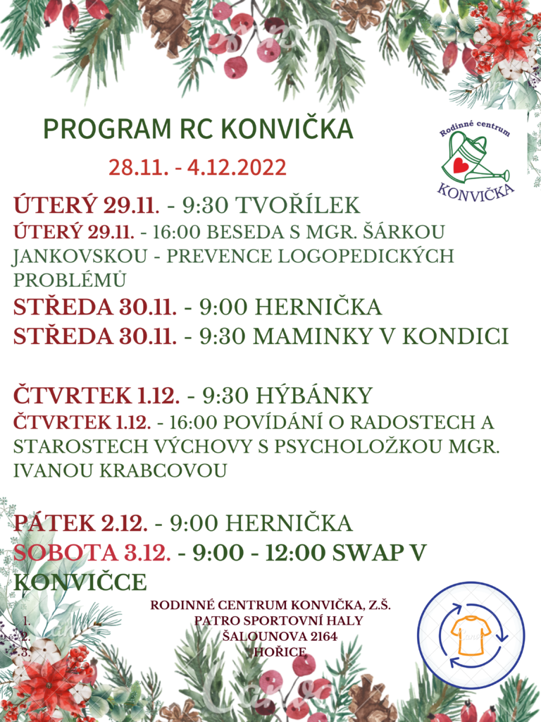 Program RC Konvička: 28.11. – 4.12.2022