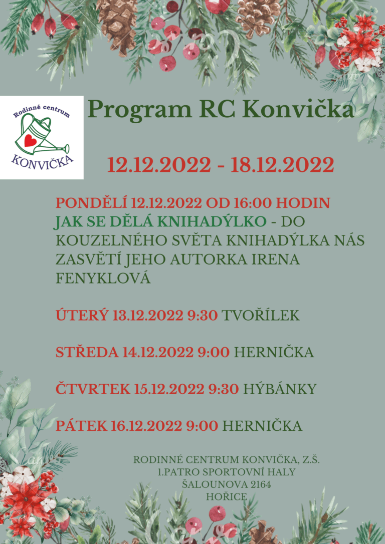 Program RC Konvička: 12.12.2022 – 18.12.2022