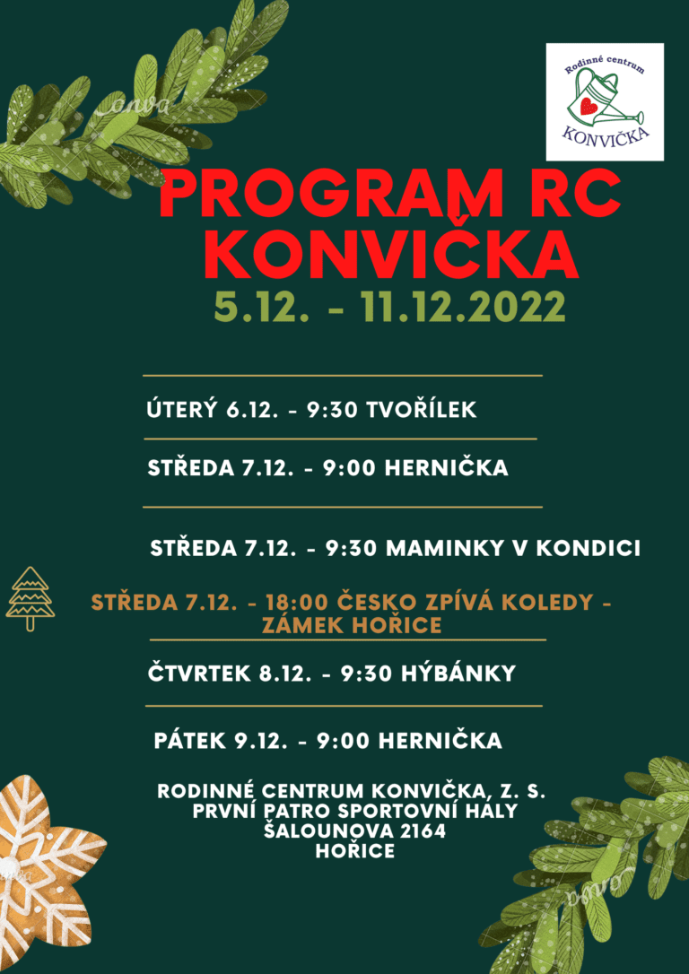 Program RC Konvička 5.12.-11.12.2022